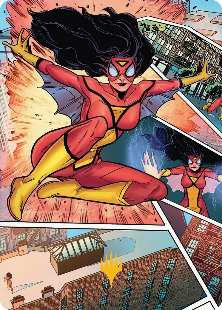 Spider-Woman, Stunning Savior Art Card (Gold-Stamped Planeswalker Symbol) [Marvel's Spider-Man Art Series] 1