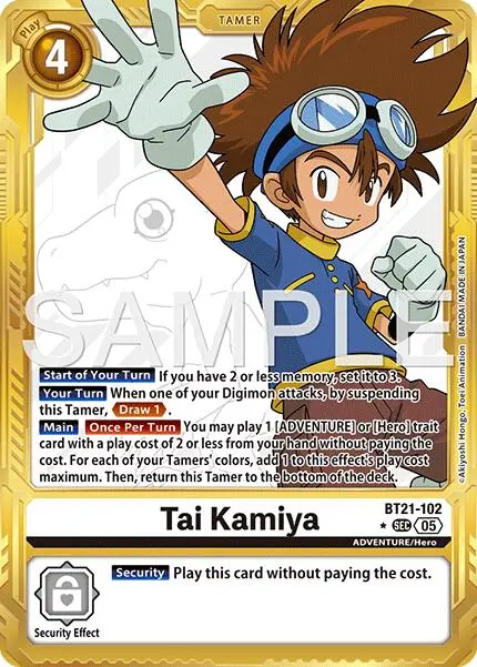 Tai Kamiya [Bt21-102] (Gold Border) [Advanced Booster Digimon Generation] 1