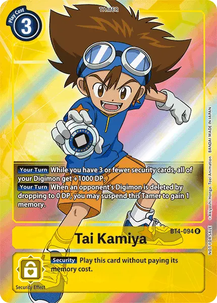 Tai Kamiya [Bt4-094] (Buy-A-Box Promo) [Great Legend Promos] 1