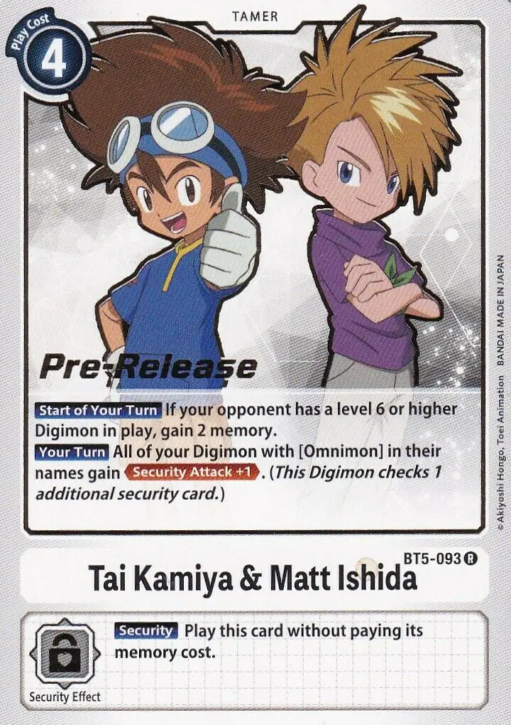 Tai Kamiya & Matt Ishida [Bt5-093] [Battle Of Omni Pre-Release Promos] 1