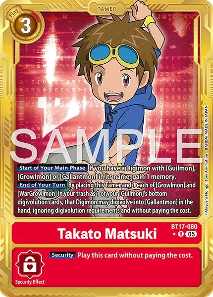 Takato Matsuki [Bt17-080] (Gold Border) [Advanced Booster Digimon Generation] 1