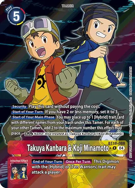 Takuya Kanbara & Koji Minamoto [Bt18-088] (Release Special Booster Ver.2.0: Box Promotion Pack) [Release Special Booster Ver.2.0] 1