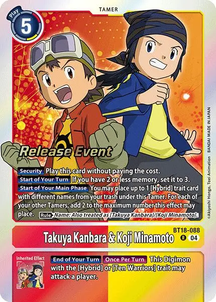 Takuya Kanbara & Koji Minamoto [Bt18-088] [Release Special Booster Ver.2.0 Promos] 1