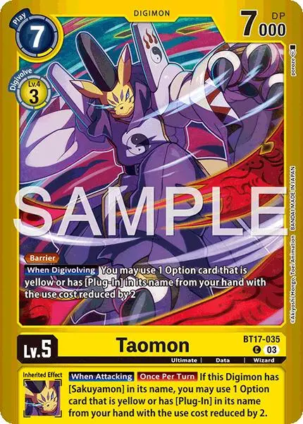 Taomon [Bt17-035] (Limited Card Pack -Billion Bullet-) [Limited Card Pack -Billion Bullet-] 1