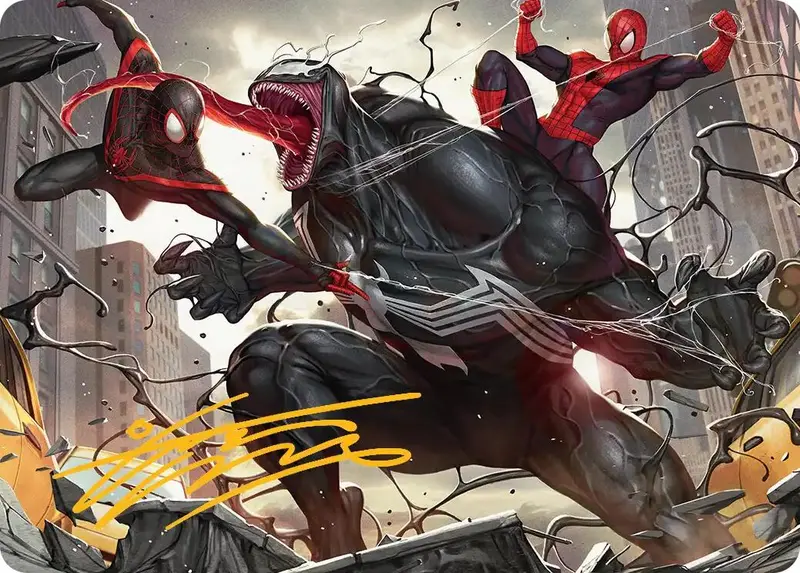 Terrific Team-Up Art Card (Gold-Stamped Signature) [Marvel's Spider-Man Art Series] 1