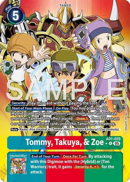 Tommy, Takuya, & Zoe [Ad1-020] (Alternate Art) [Advanced Booster Digimon Generation] 1