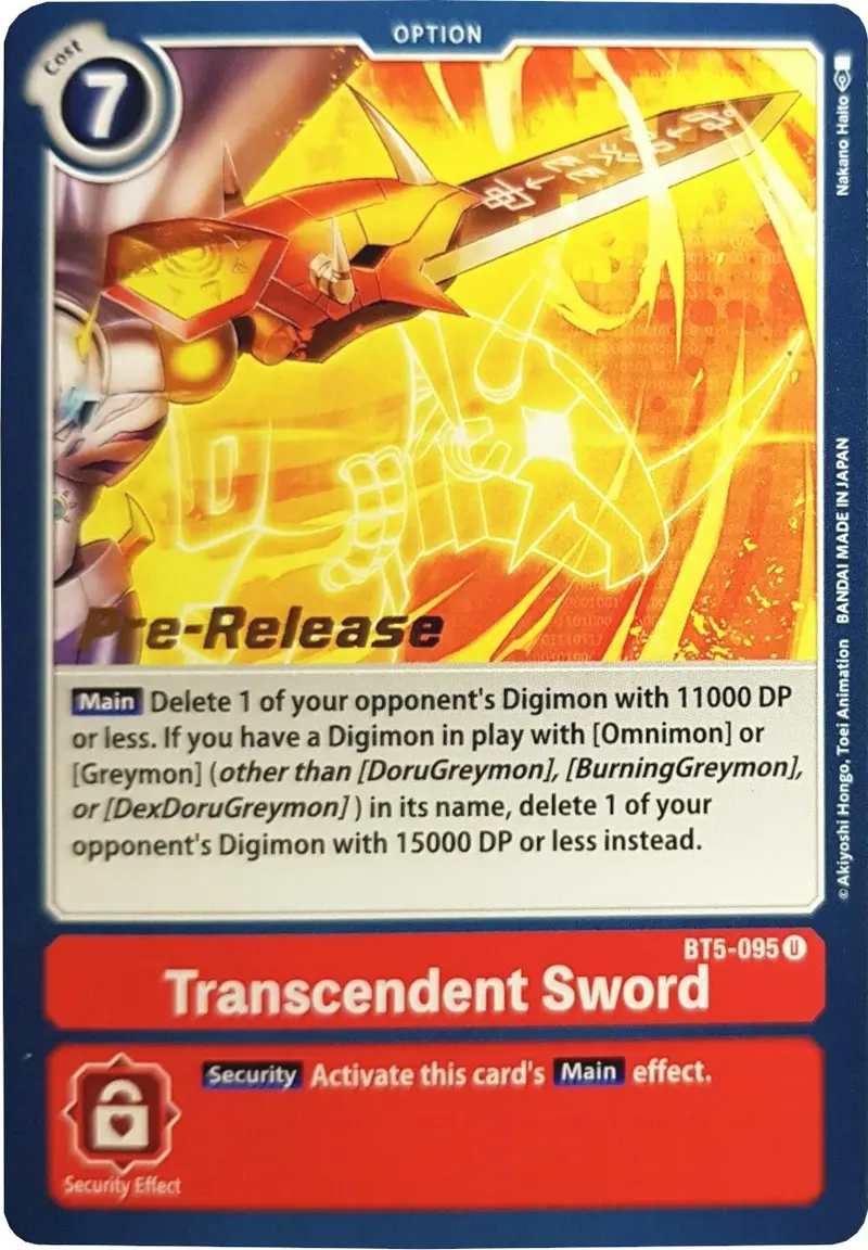 Transcendent Sword [Bt5-095] [Battle Of Omni Pre-Release Promos] 1