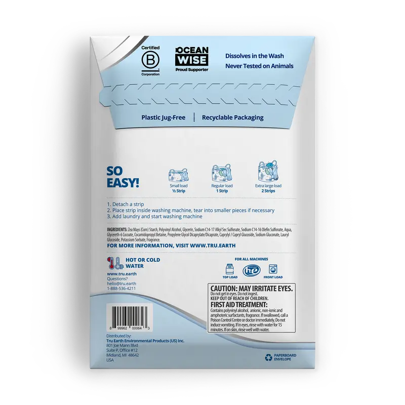 Tru Earth Platinum Laundry Detergent - Fresh Linen / 64 Strips 2