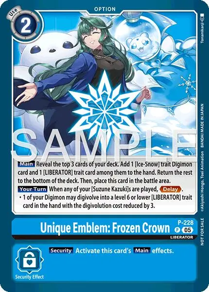 Unique Emblem: Frozen Crown [P-228] (Dawn Of Liberator Box Topper) [Promotional Cards] 1