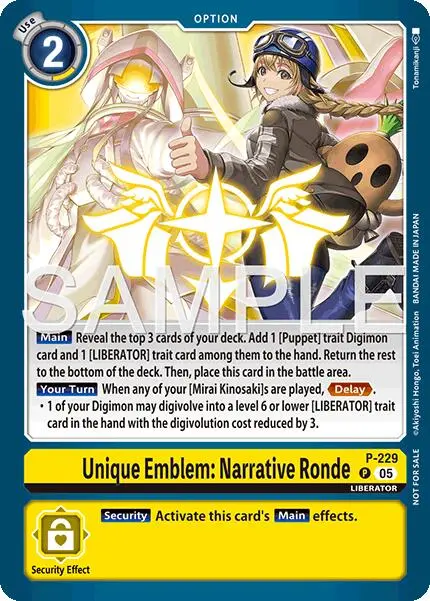 Unique Emblem: Narrative Ronde [P-229] (Dawn Of Liberator Box Topper) [Promotional Cards] 1