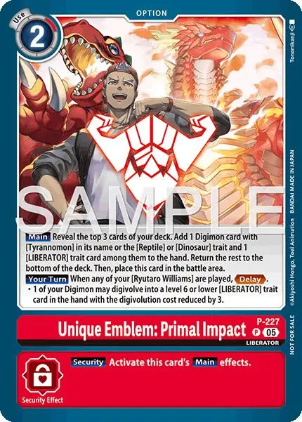 Unique Emblem: Primal Impact [P] (Dawn Of Liberator Box Topper) [Promotional Cards] 1