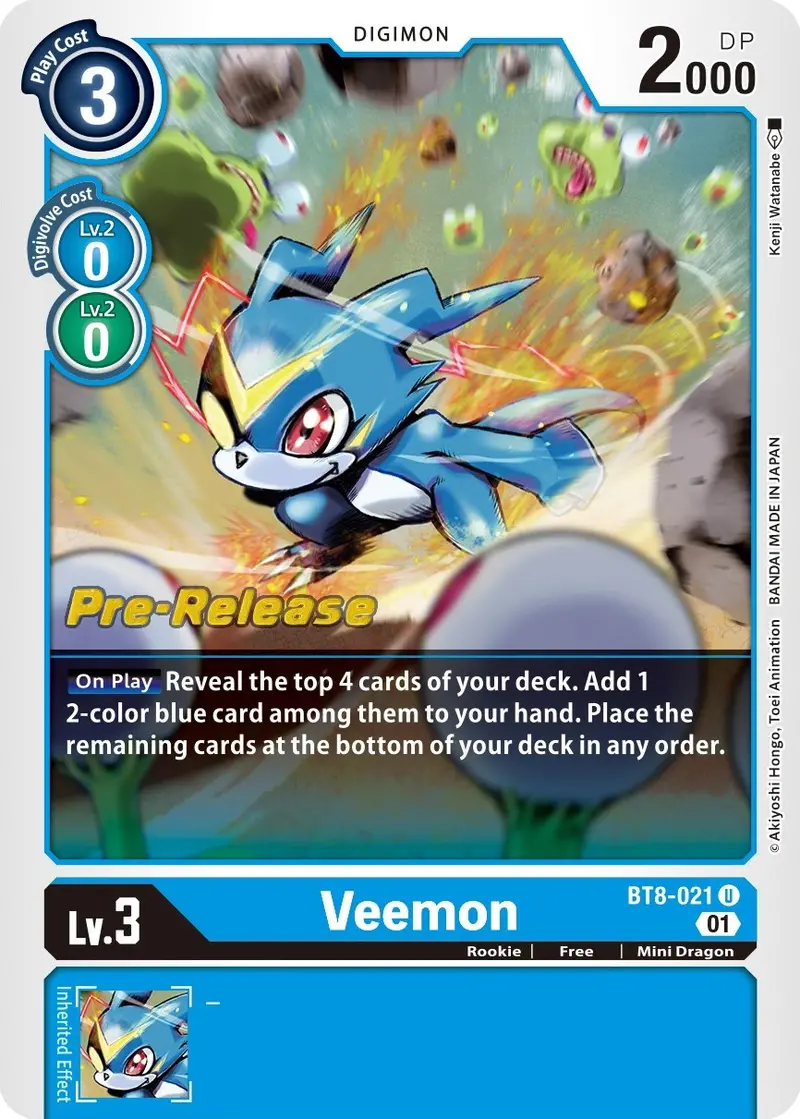 Veemon [Bt8-021] [New Awakening Pre-Release Cards] 1