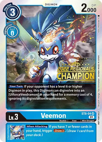 Veemon [St8-04] (2022 Championship Online Regional) (Online Champion) [Starter Deck: Ulforce Veedramon Promos] 1