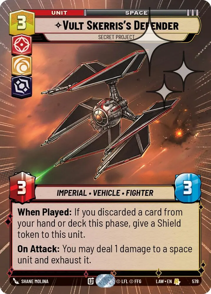 Vult Skerris's Defender - Secret Project (578) (Hyperspace Foil) (578) [A Lawless Time] 1