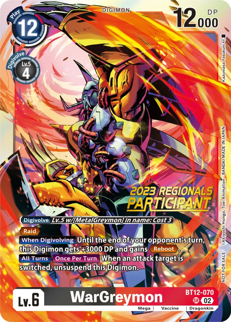 Wargreymon [Bt12-070] (2023 Regionals Participant) [Across Time] 1