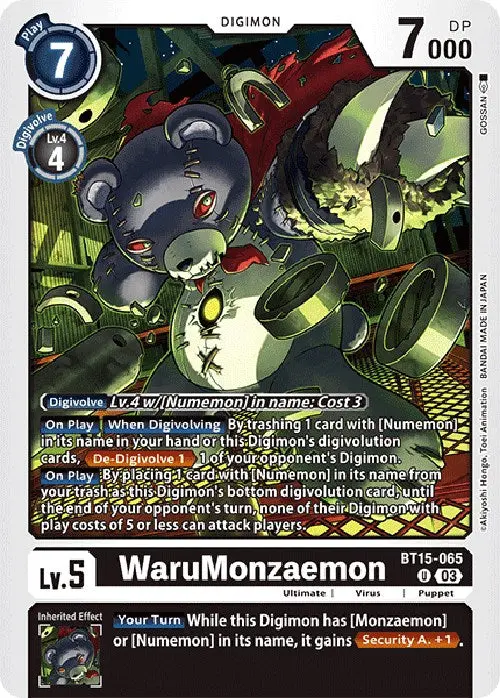 Warumonzaemon (X Antibody) [Bt15-065] [Exceed Apocalypse] 1
