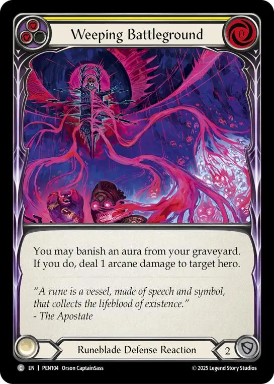 Weeping Battleground (Yellow) (Rainbow Foil) [Pen104] (Compendium Of Rathe)  Rainbow Foil 1