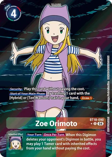 Zoe Orimoto [Bt18-090] (Release Special Booster Ver.2.0: Box Promotion Pack) [Release Special Booster Ver.2.0] 1