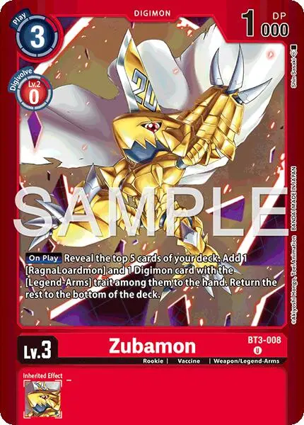 Zubamon [Bt3-008] (Limited Card Pack -Billion Bullet-) [Limited Card Pack -Billion Bullet-] 1