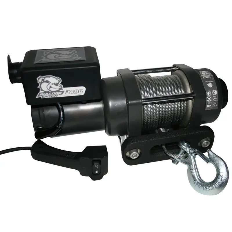 Bulldog Winch 3,400-Pound Utility Winch – Includes 45-Foot Wire Rope And Hawse Fairlead Mount Plate 1