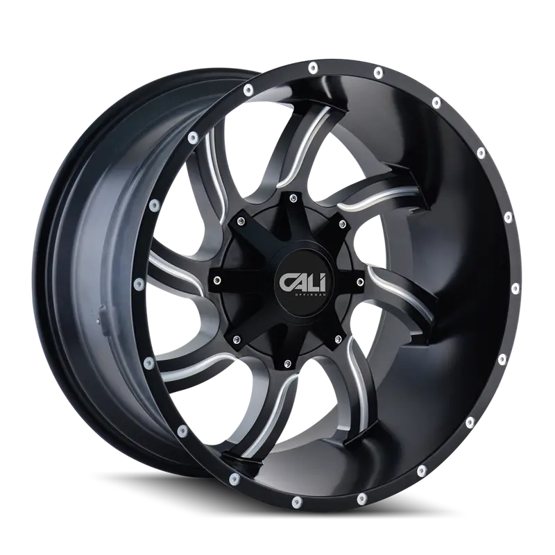 Cali Off-Road Twisted Alloy Wheel – 20X9 Satin Black/Milled Face, 8X180 Bolt Pattern, 124.1Mm Bore (9102-2978M0) 1