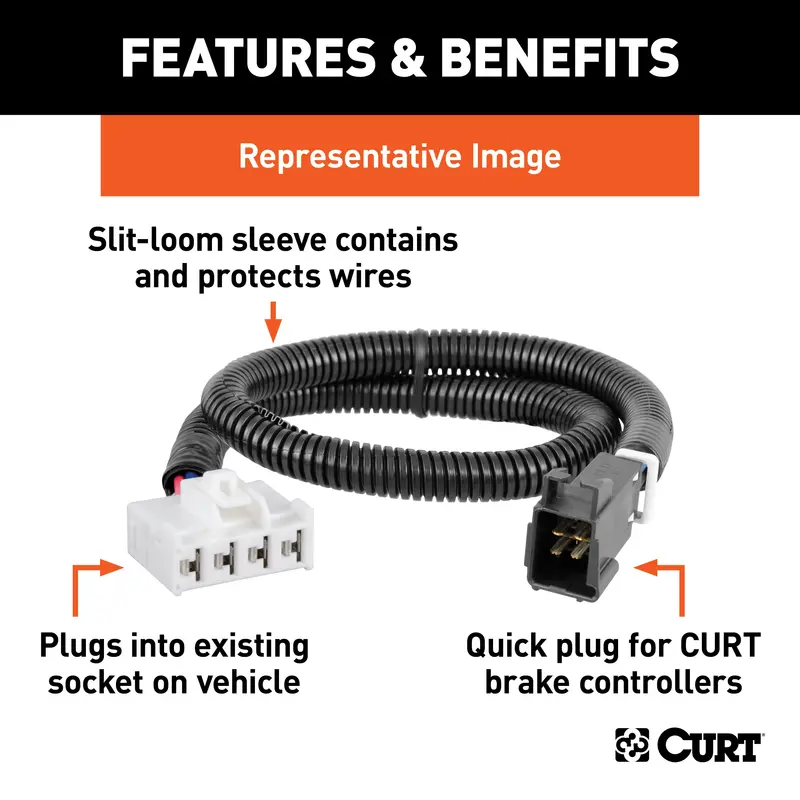 Curt 51453 Trailer Brake Controller Wiring Harness For Ram 1500/2500/3500 1