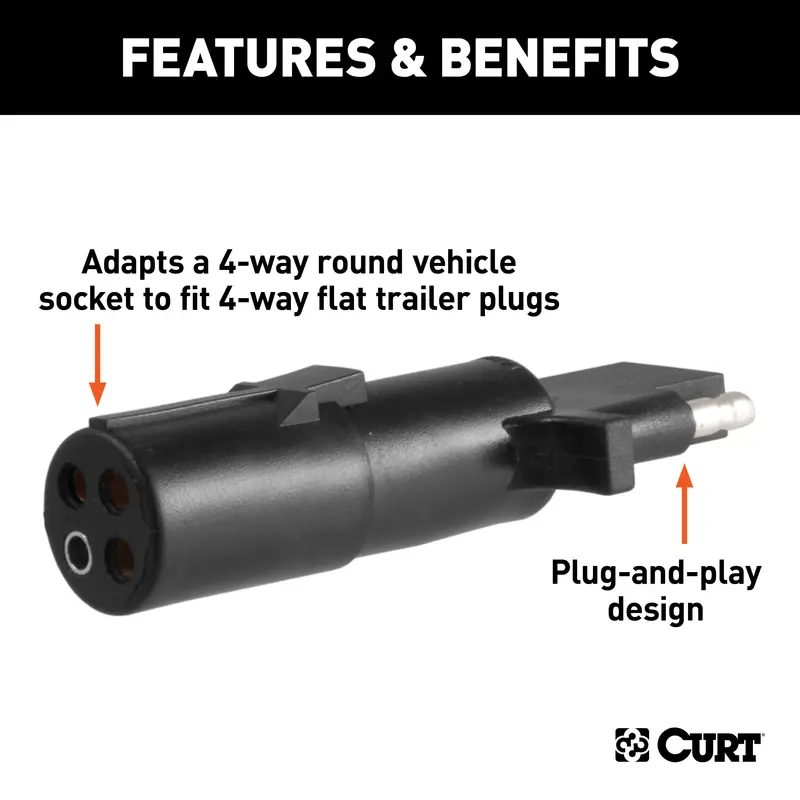 Curt 58414 Vehicle-Side 4-Pin Round To 4-Way Trailer Wiring Adapter 1