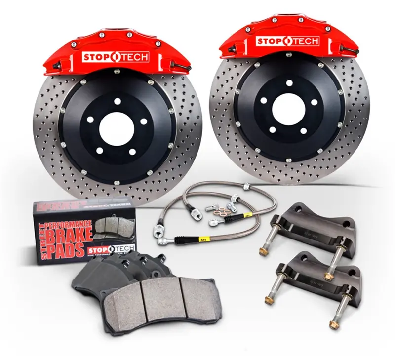 Stoptech 83.551.4700.23 Front Big Brake Kit — Blue Calipers, Slotted Two-Piece Zinc-Coated Rotors 1