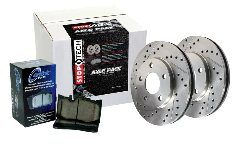 Stoptech 977.35012R Rear Sport Axle Pack — Slotted Rotors & Stainless Brake Lines 1