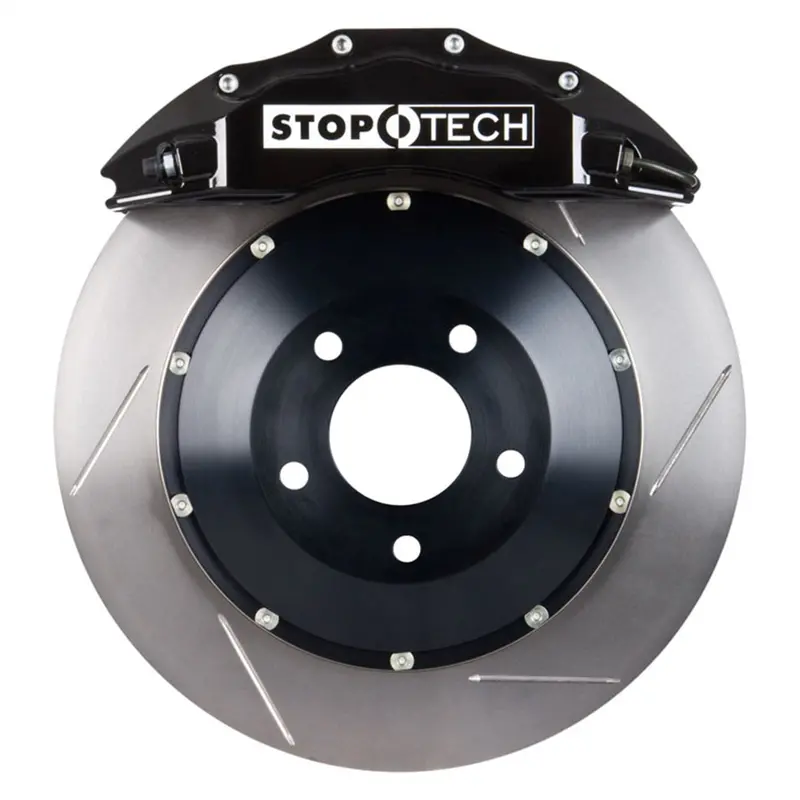 Stoptech Big Brake Kit – Front Axle With Black Calipers And Slotted Two-Piece Rotors 1
