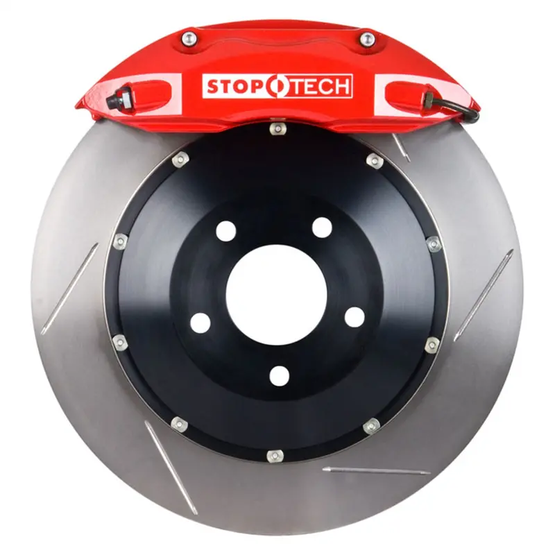 Stoptech St-60 Big Brake Kit – Front Two-Piece Drilled Rotor System With Red Calipers 1