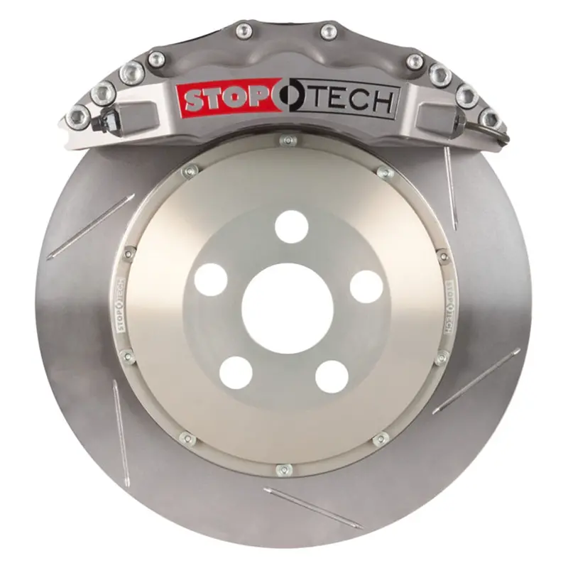 Stoptech Trophy Sport Front Big Brake Kit — Silver Calipers With Two-Piece Slotted Rotors 1