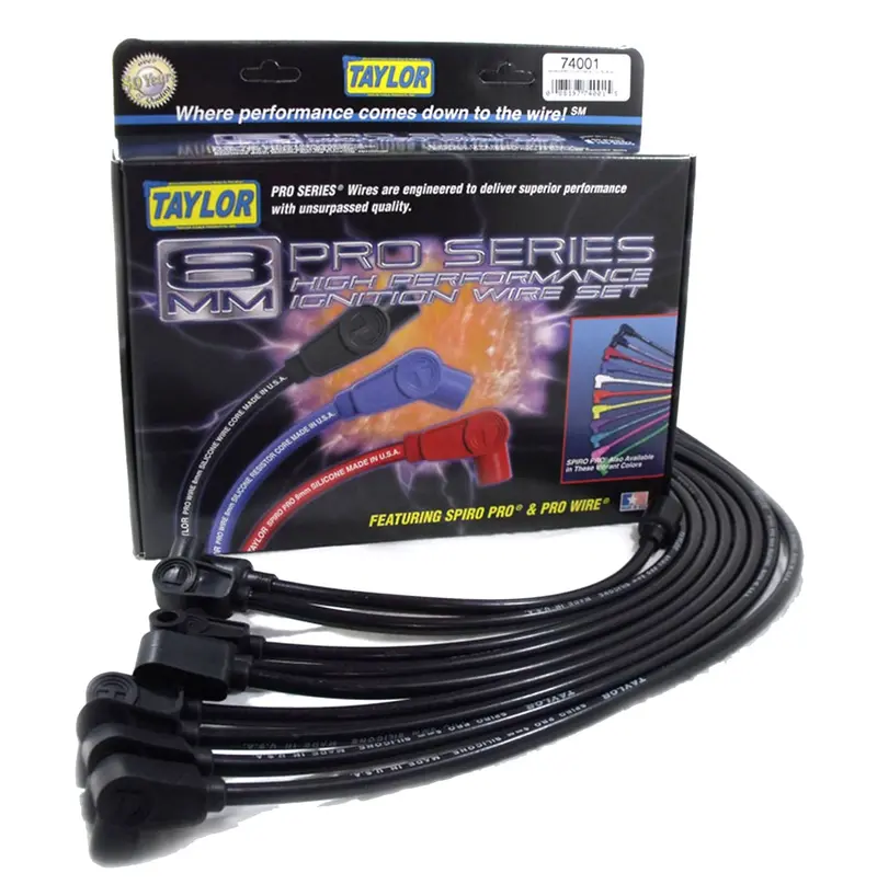 Taylor Spiro-Pro 8Mm Ignition Wire Set — 90-Degree Boots, Black, Custom Fit (77029) 1